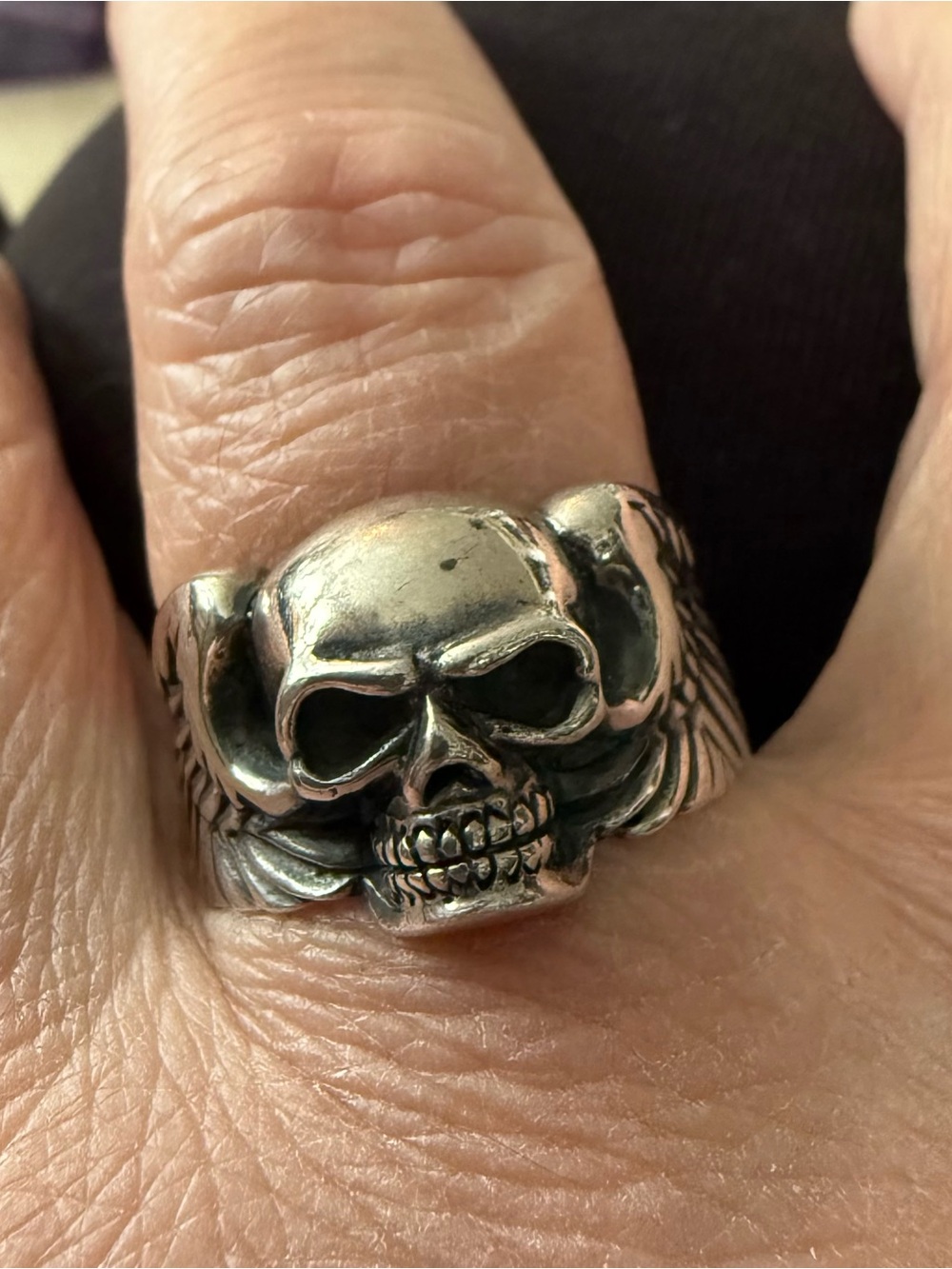 Witch’s Winged Skull Ring Sterling Silver Size 9 Witch’s Estate Sale